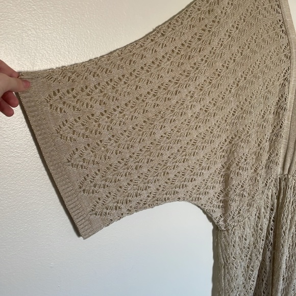 Taupe Crochet V-Neck Beach Coverup - Picture 6 of 6